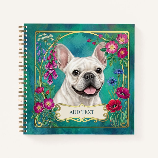 Personalised White French Bulldog Notebook (Front)