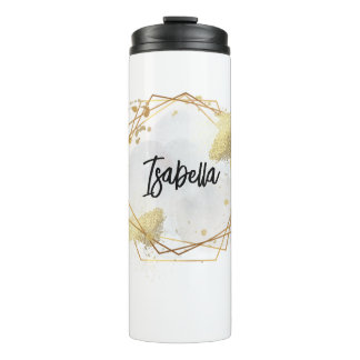 Personalised White Geometric Thermal Tumbler