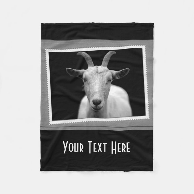 Personalised White Goat Photography Print Fleece Blanket (Front)