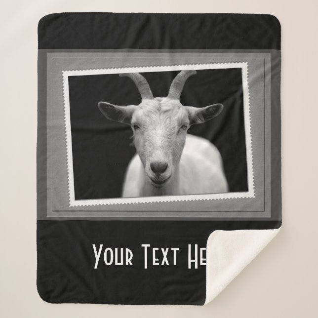 Personalised White Goat Photography Print Sherpa Blanket (Front)