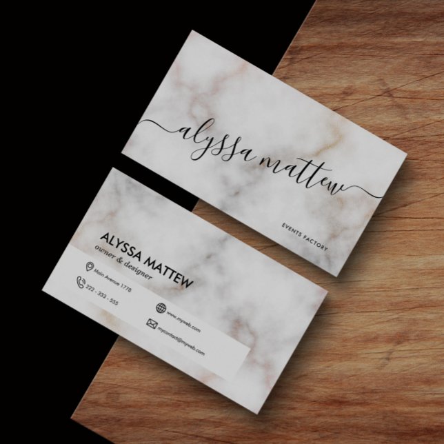 Personalised White Gold Marble Elegant Modern Business Card (Creator Uploaded)