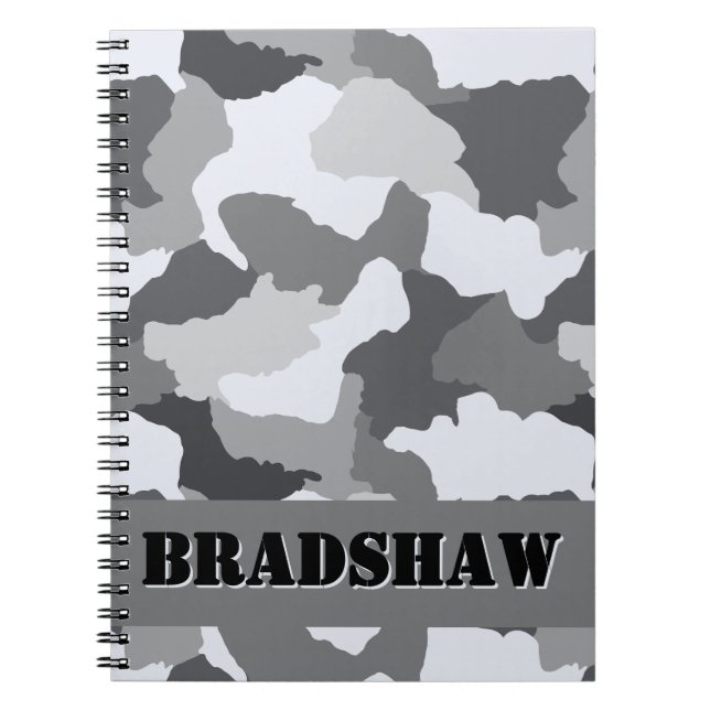 Personalised White Grey Camo Journal (Front)