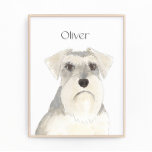 Personalised White & Grey Schnauzer Art Photo Print<br><div class="desc">I am in love with this beautifully detailed watercolor illustration of a white and grey schnauzer! Personalise these art prints with your name or monogram to compliment your decor and change fonts by selecting the "edit using design tool" option at personalisation. Shop the rest of my collection for the sweetest...</div>