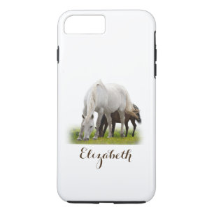 Personalised White Horse with Pony iPhone 8 Plus/7 Plus Case