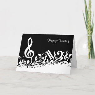 Personalised White Jumbled Musical Notes on Black