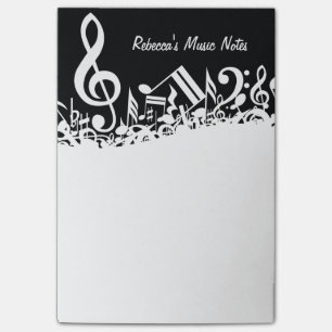 Personalised White Jumbled Musical Notes on Black
