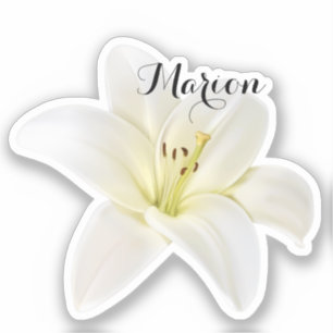 Personalised White Lily Sticker