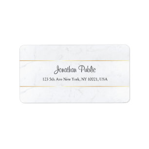 Personalised White Marble Faux Gold Handwritten Label