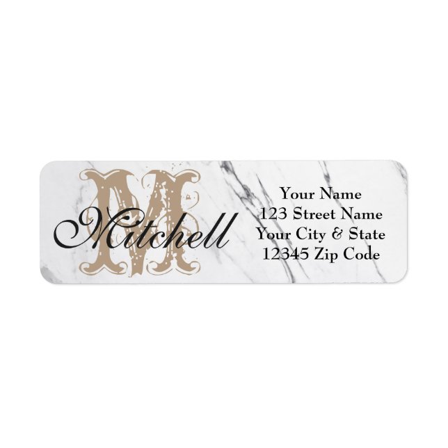 Personalised White Marble return address labels (Front)