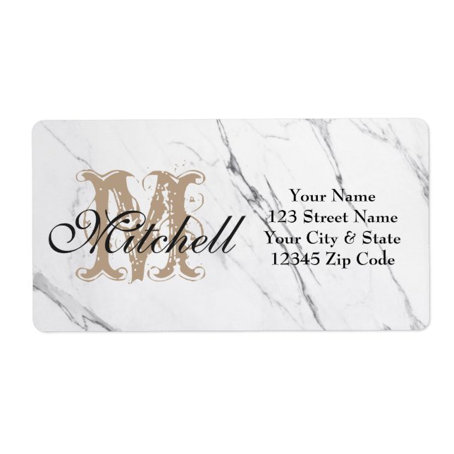Personalised White Marble shipping address labels (Front)