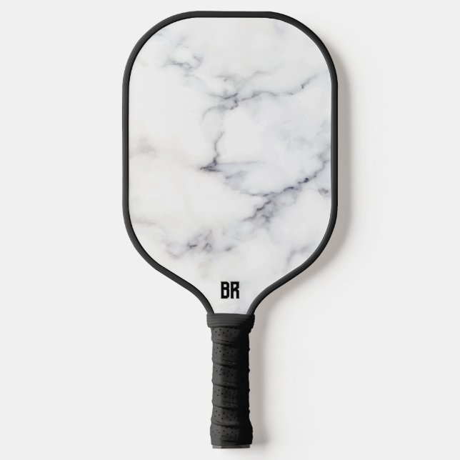 Personalised White Marble Texture Pickleball Paddle (Front)
