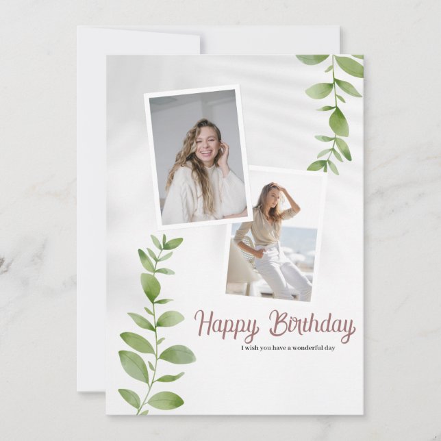 Personalised White Minimalist Happy Birthday  (Front)