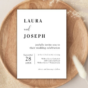 Personalised White Minimalist Modern Wedding Invitation