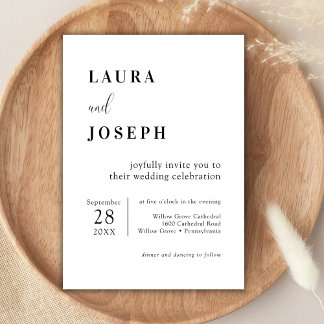 Personalised White Minimalist Modern Wedding Invitation