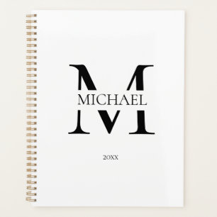 Personalised White Monogram Initial Minimalist Planner