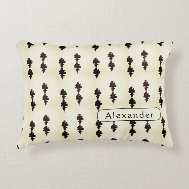 Personalised White Oak Leaf Pattern Decorative Cushion (Front)