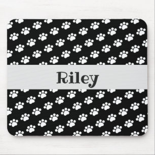 Personalised White Paw Print Pattern Mouse Mat