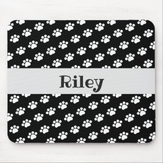 Personalised White Paw Print Pattern Mouse Mat