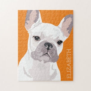 Personalised White Pet French Bulldog Jigsaw Puzzle