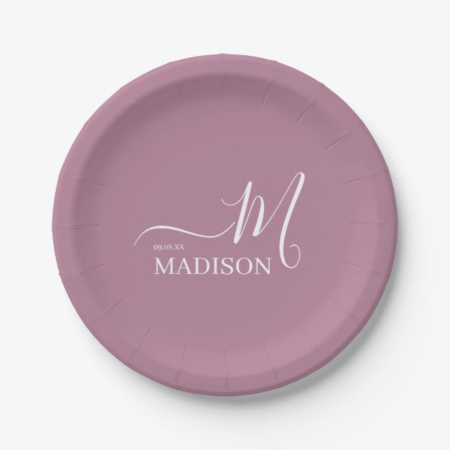 Personalised White Pink Signature Family Name Paper Plate (Front)