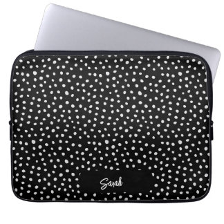 Personalised White Polka Dots Print Laptop sleeve