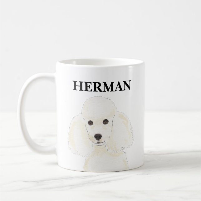 Personalised White Poodle Coffee Mug (Left)