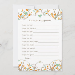 Personalised White pumpkin baby shower wishes Advice Card