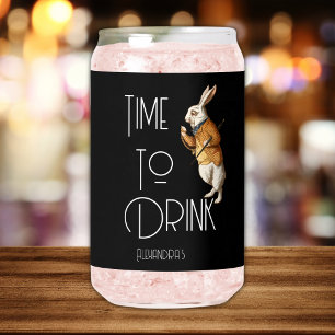 Personalised  White Rabbit Time To Drink Can Glass