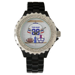 Personalised White Red Blue Football Jersey Watch