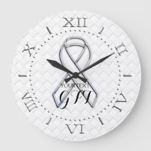 Personalised White Ribbon Awareness on a Large Clock