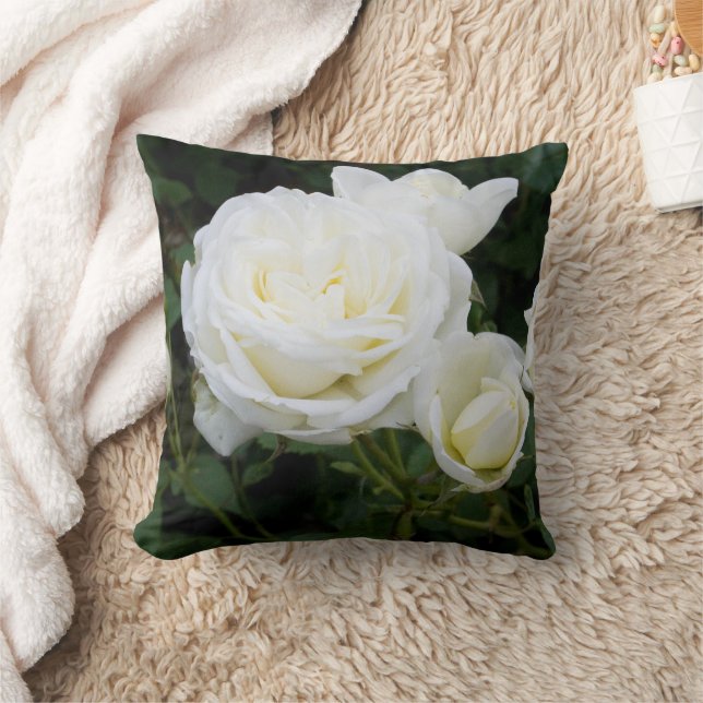 Personalised White Roses Photo Pillow Gardeners (Blanket)