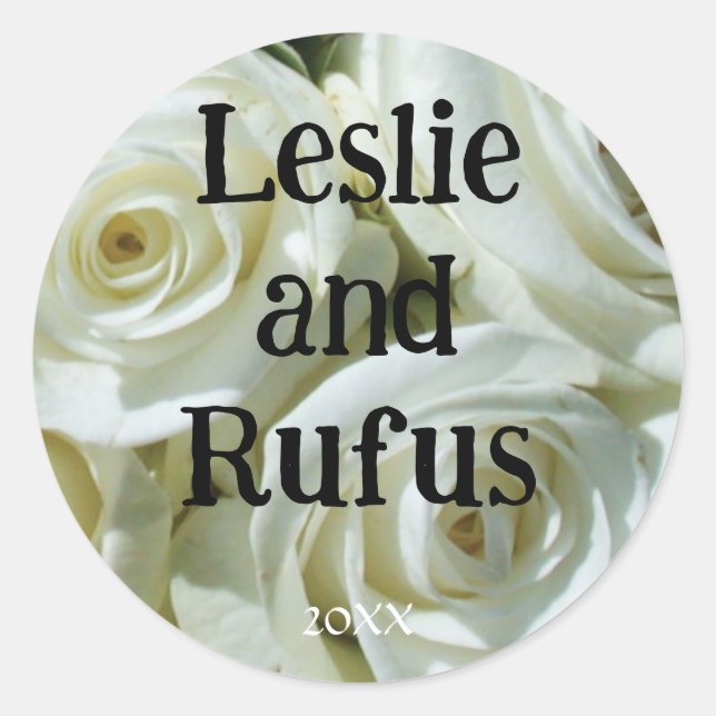 Personalised White Roses Wedding Sticker (Front)