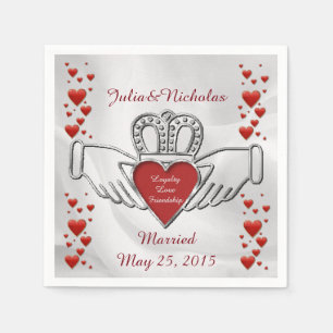 Personalised White Satin Claddagh Symbol Napkins