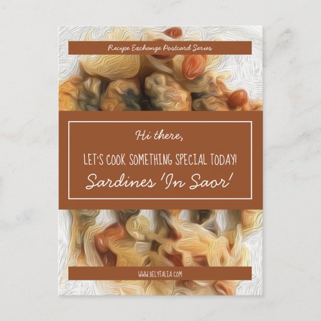 Personalised White Script Brown Recipe Swap Postcard (Front)