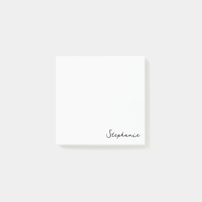 Personalised White Script Post it Sticky Notes (Front)