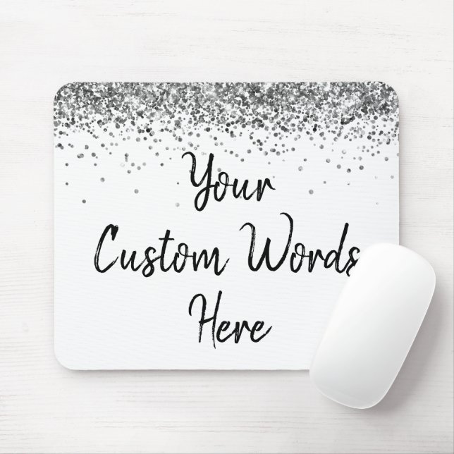 Personalised White Silver Gamer Birthday Gift Mouse Mat (With Mouse)