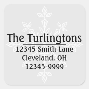 Personalised White Snowflake Return Address Square Sticker