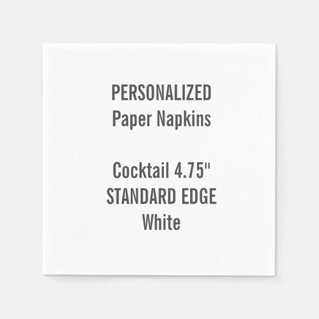 Personalised White Standard Cocktail Paper Napkins (Front)