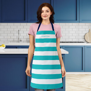 Personalised White Stripes and Editable Colour Apron