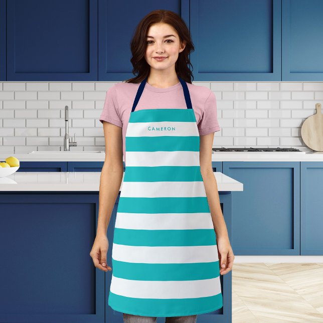 Personalised White Stripes and Editable Colour Apron (Creator Uploaded)