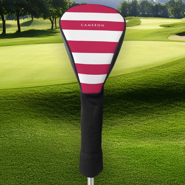 Personalised White Stripes and Editable Colour Golf Head Cover (Creator Uploaded)