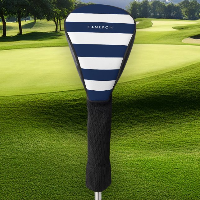 Personalised White Stripes and Editable Colour Golf Head Cover (Creator Uploaded)
