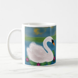 Personalised White Swan in Pond at Sunset Coffee Mug