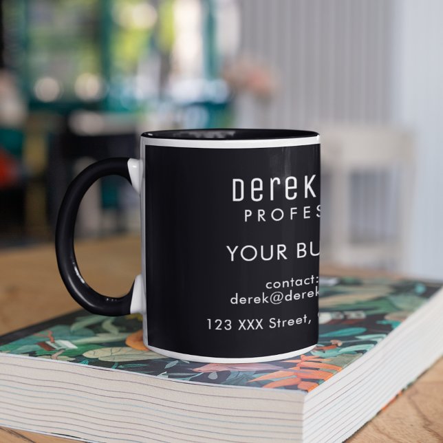 personalised white text profession business black mug (it's always time for a good coffee)