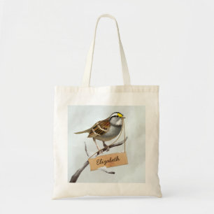 Personalised White throated sparrow Tote Bag