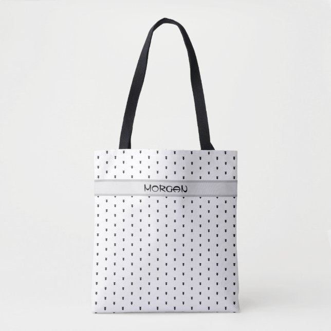 Personalised White Tote Bag with Custom Name (Front)