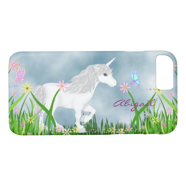Personalised White Unicorn, Butterfly and Flowers Case-Mate iPhone Case (Back (Horizontal))