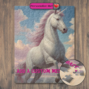Personalised White Unicorn Clouds Jigsaw Puzzle