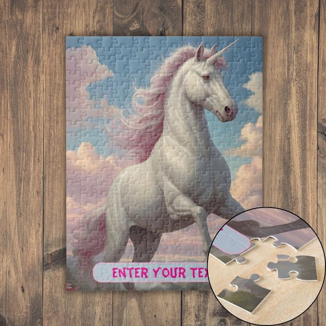 Personalised White Unicorn Clouds Jigsaw Puzzle (Personalized White Unicorn Clouds Jigsaw Puzzle)