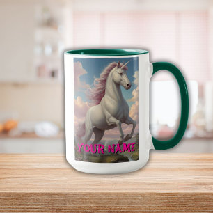 Personalised White Unicorn Clouds Mug